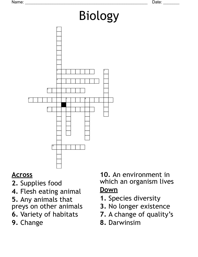 Biology  Crossword