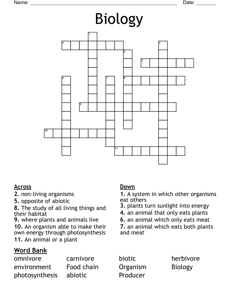 Biology  Crossword