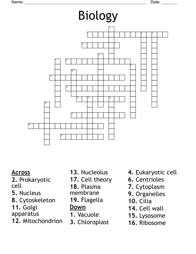Biology  Crossword