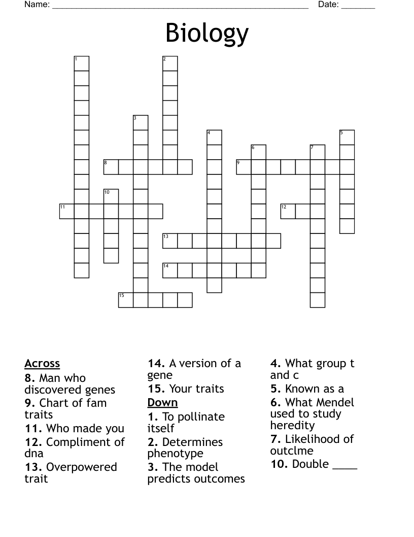 Biology  Crossword