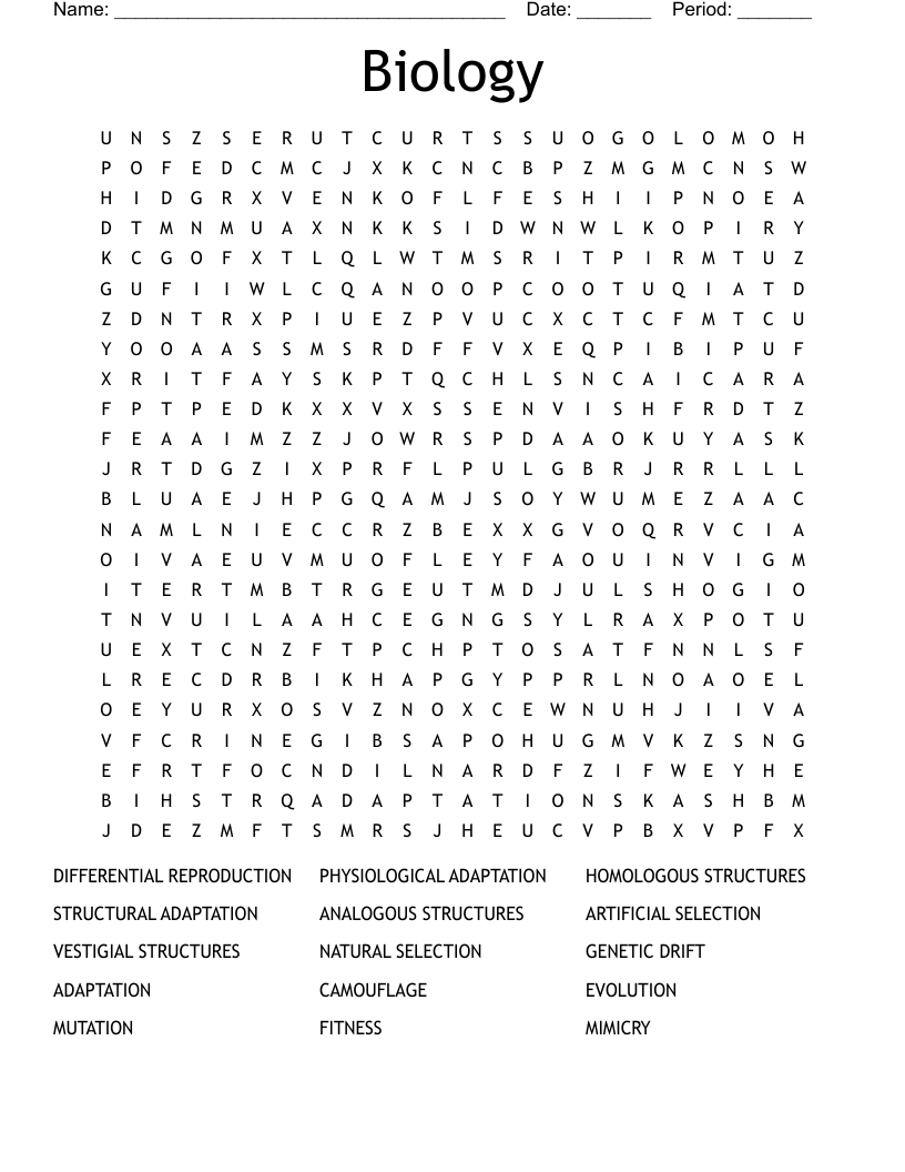 Biology  Word Search