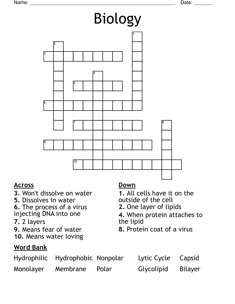 Biology  Crossword