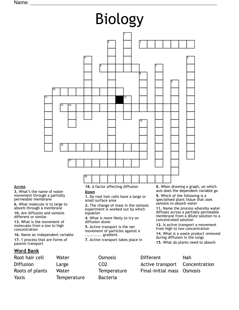 Biology  Crossword