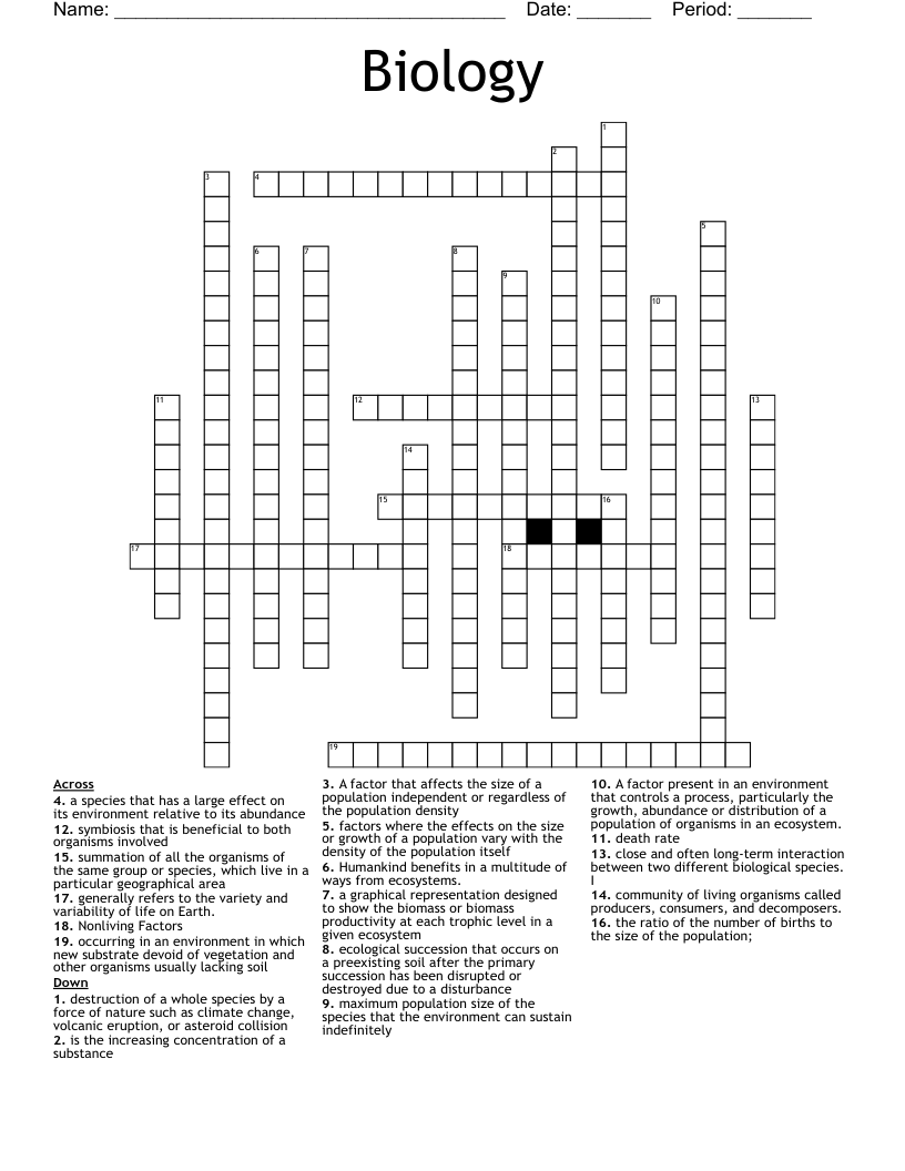 Biology  Crossword