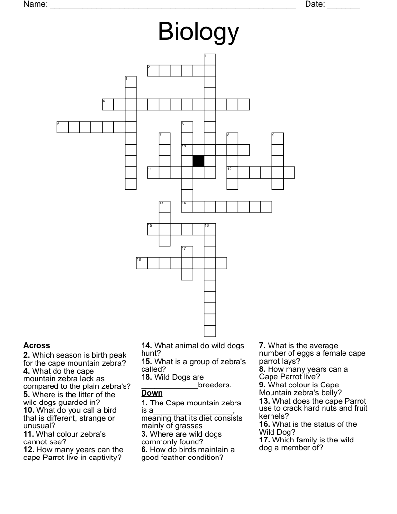 Biology  Crossword