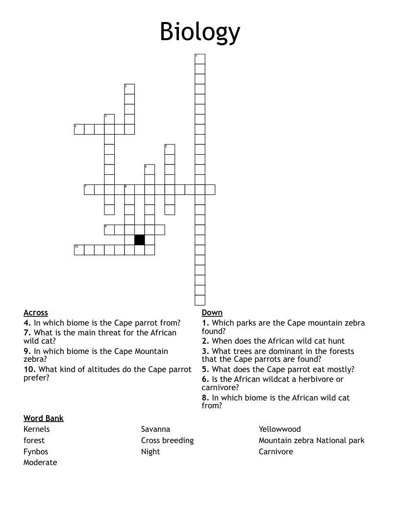 Biology  Crossword