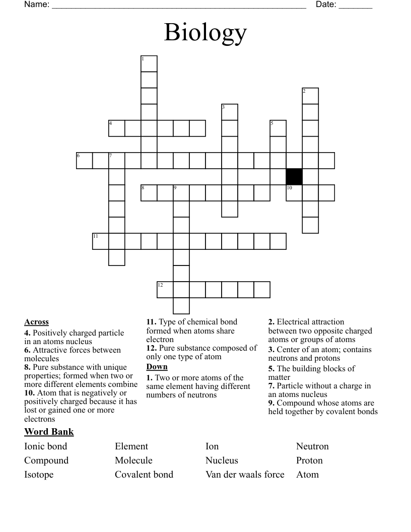 Biology  Crossword