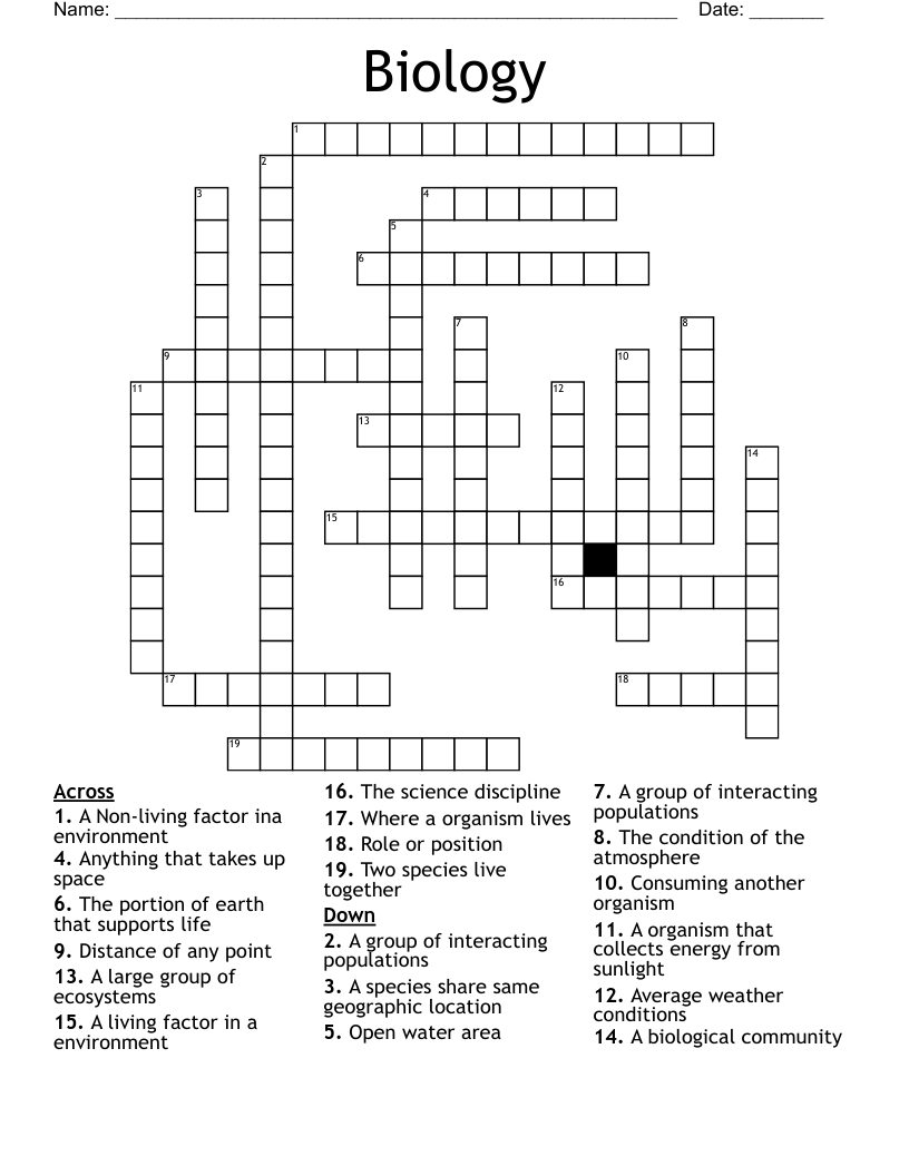 Biology  Crossword