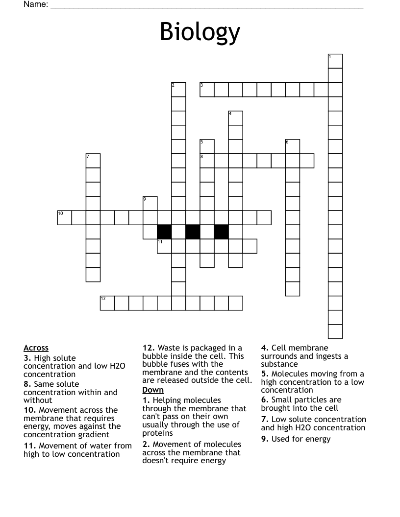 Biology  Crossword