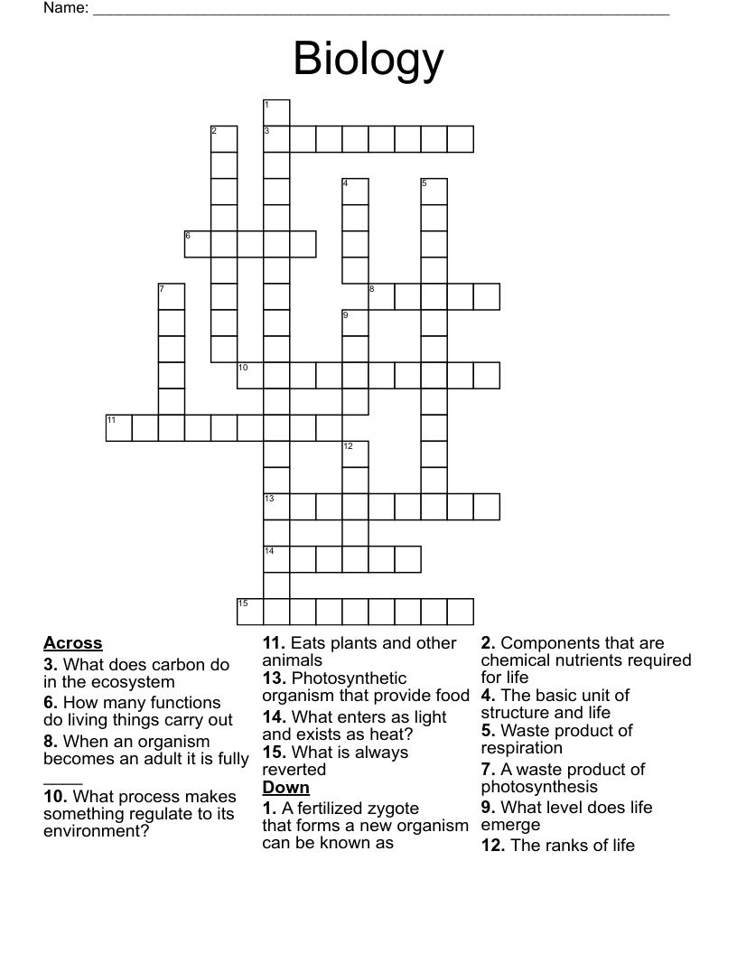 Biology  Crossword