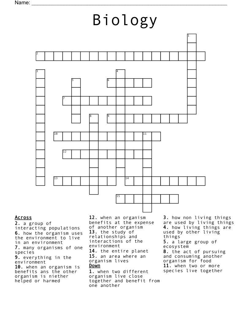 Biology  Crossword