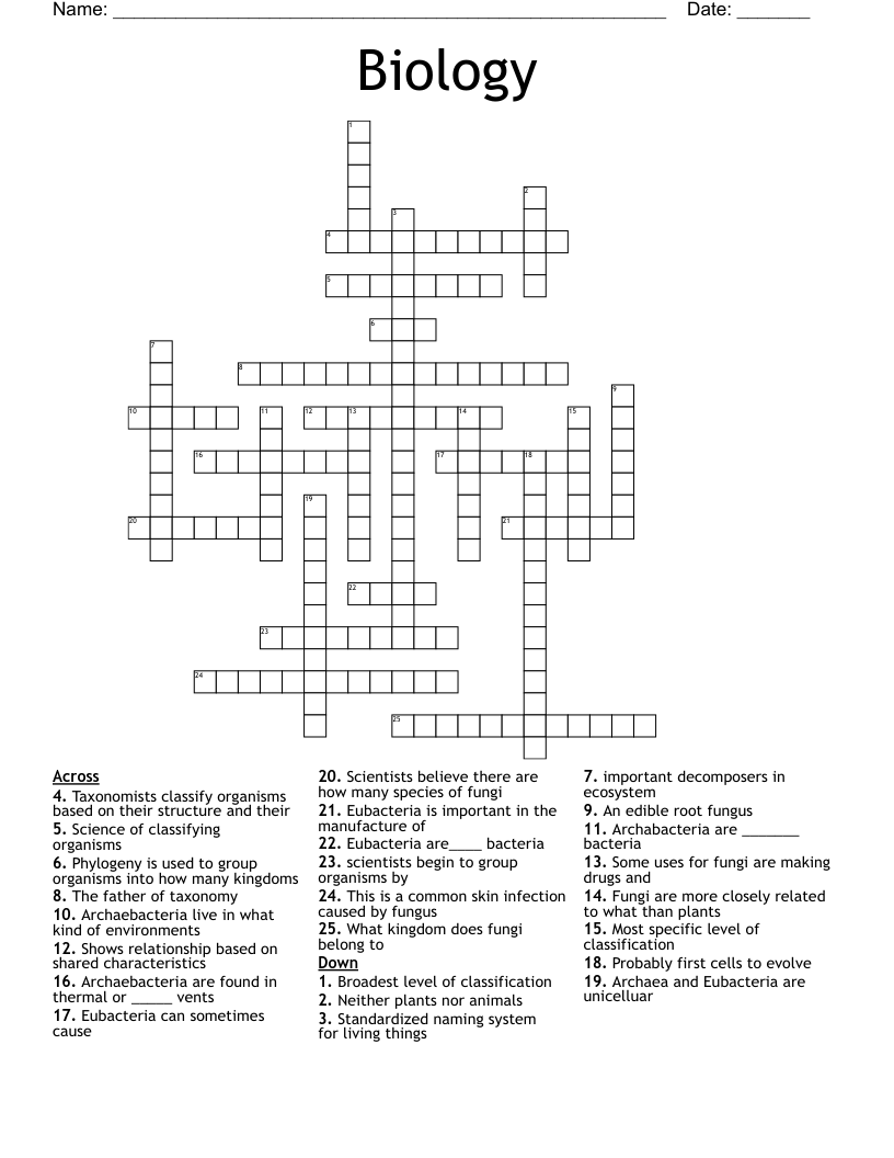 Biology  Crossword