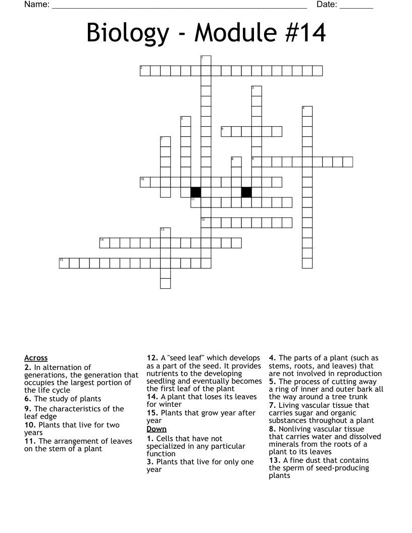 Biology - Module #14 Crossword
