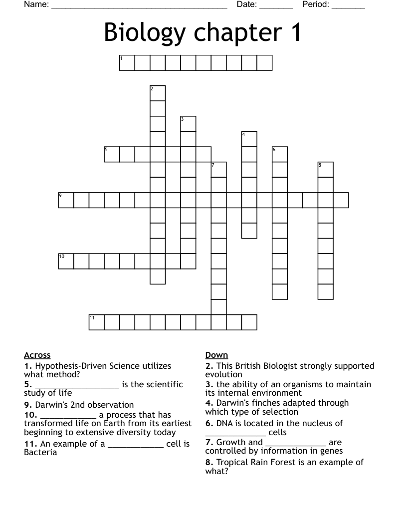 Biology chapter 1 Crossword