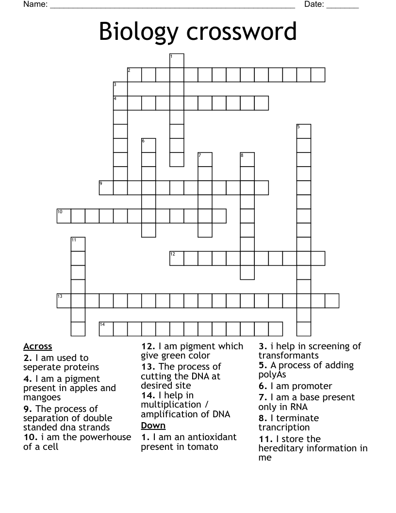 Biology crossword