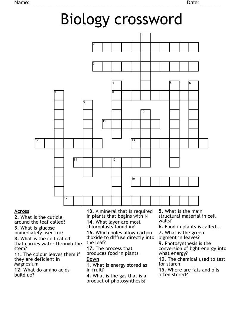 Biology crossword