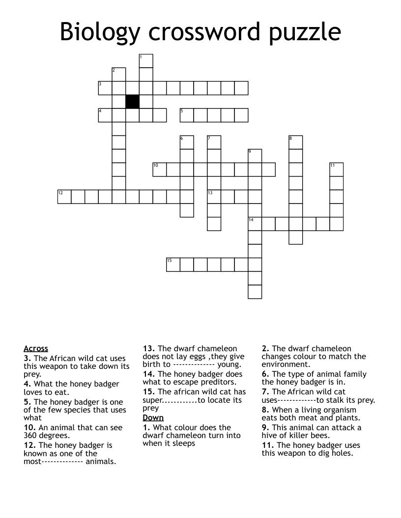 Biology crossword puzzle