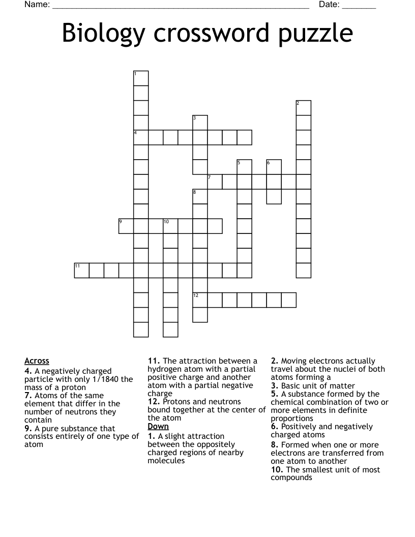 Biology crossword puzzle