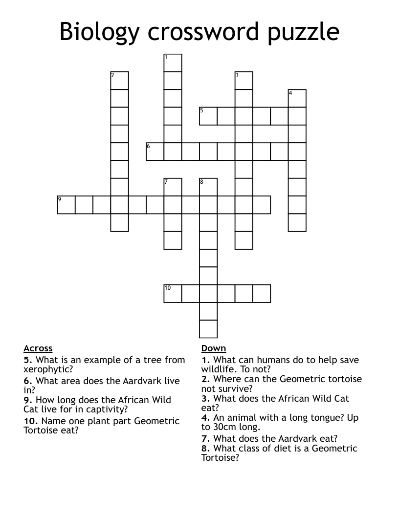 Biology crossword puzzle