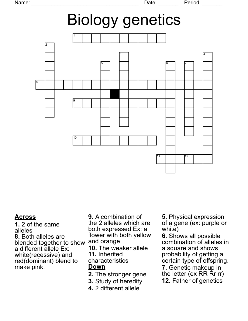 Biology genetics Crossword