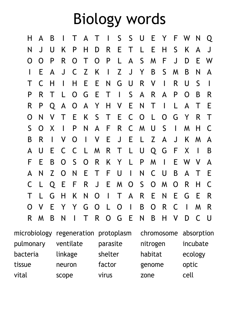 Biology words Word Search