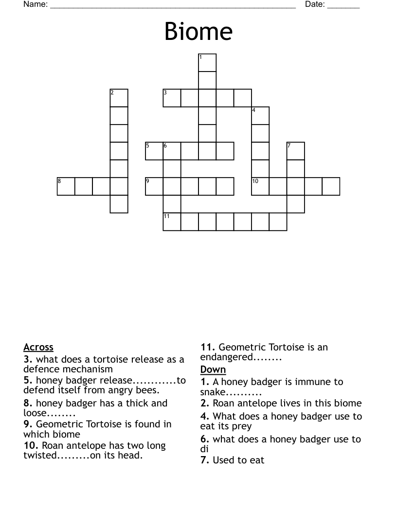 Biome Crossword