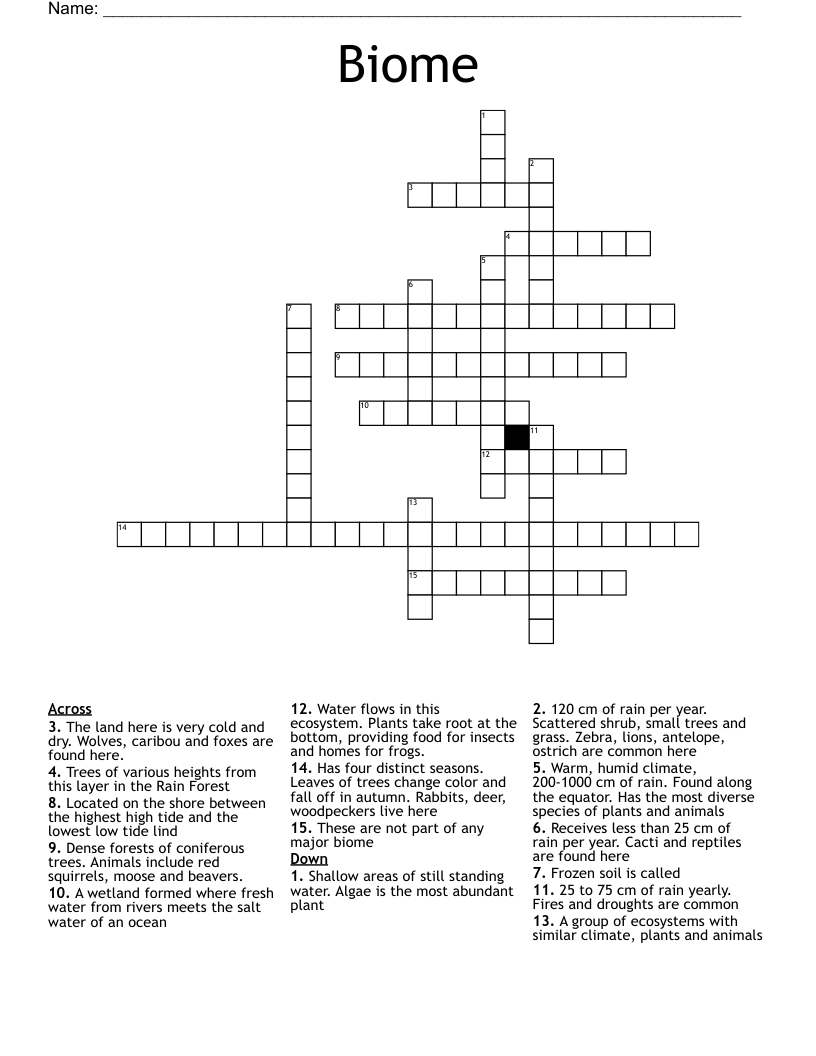 Biome Crossword