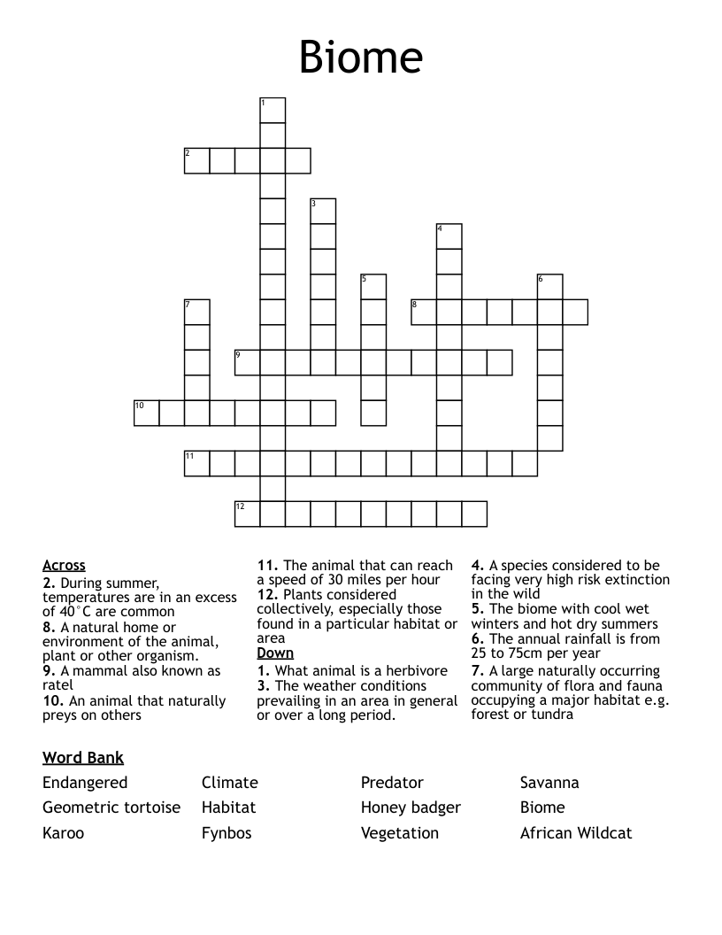 Biome Crossword