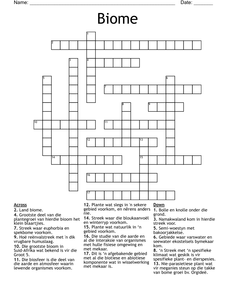 Biome Crossword