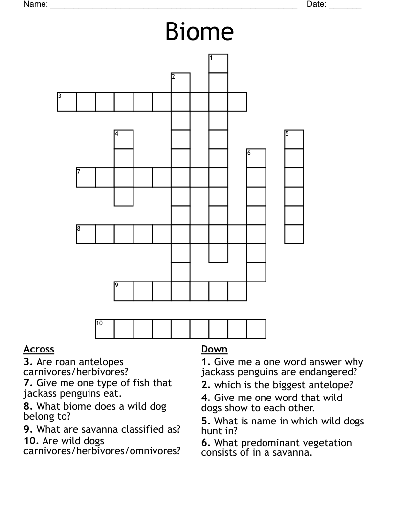 Biome Crossword