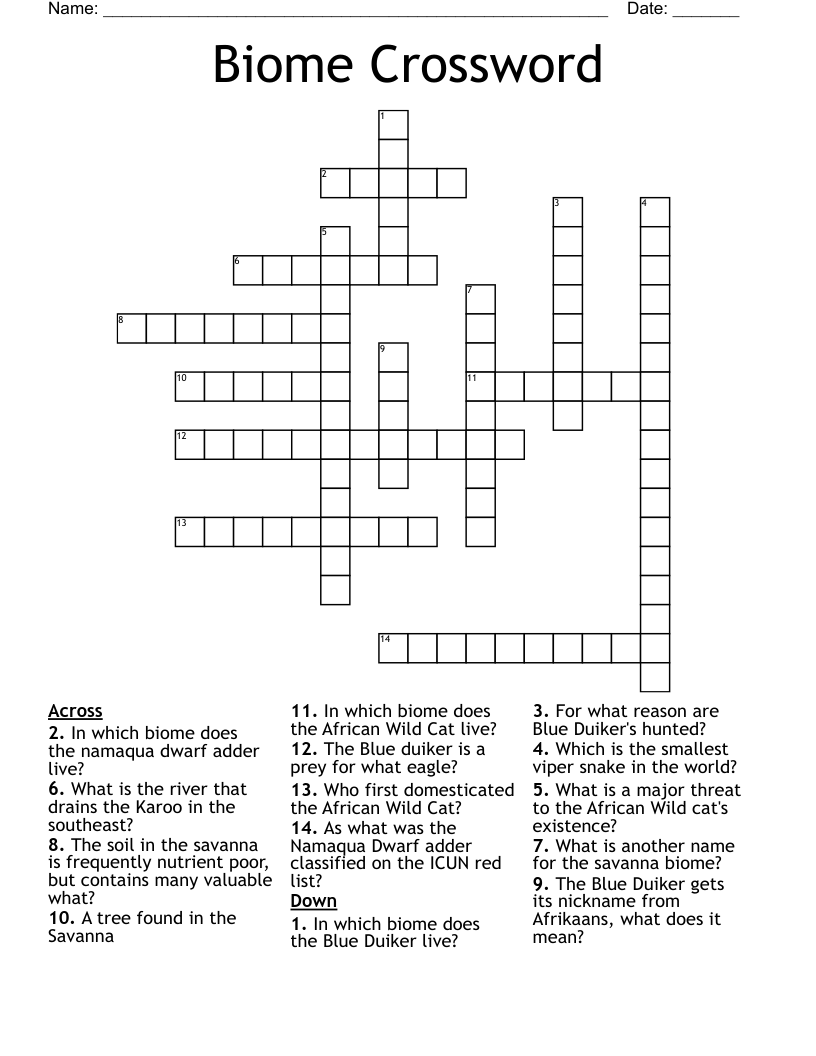 Biome Crossword