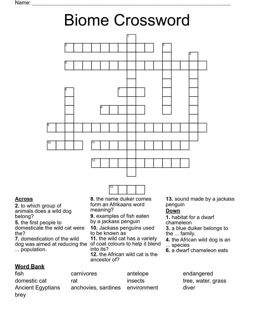 Biome Crossword