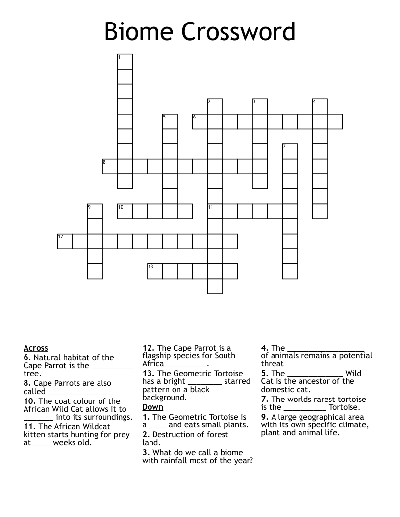 Biome Crossword