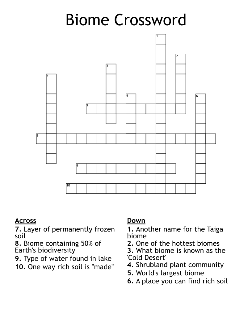 Biome Crossword
