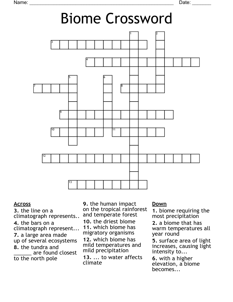 Biome Crossword