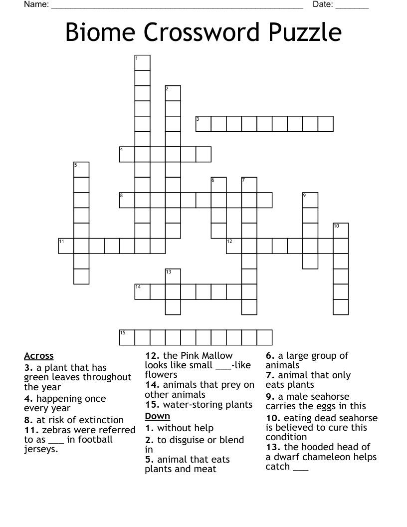 Biome Crossword Puzzle
