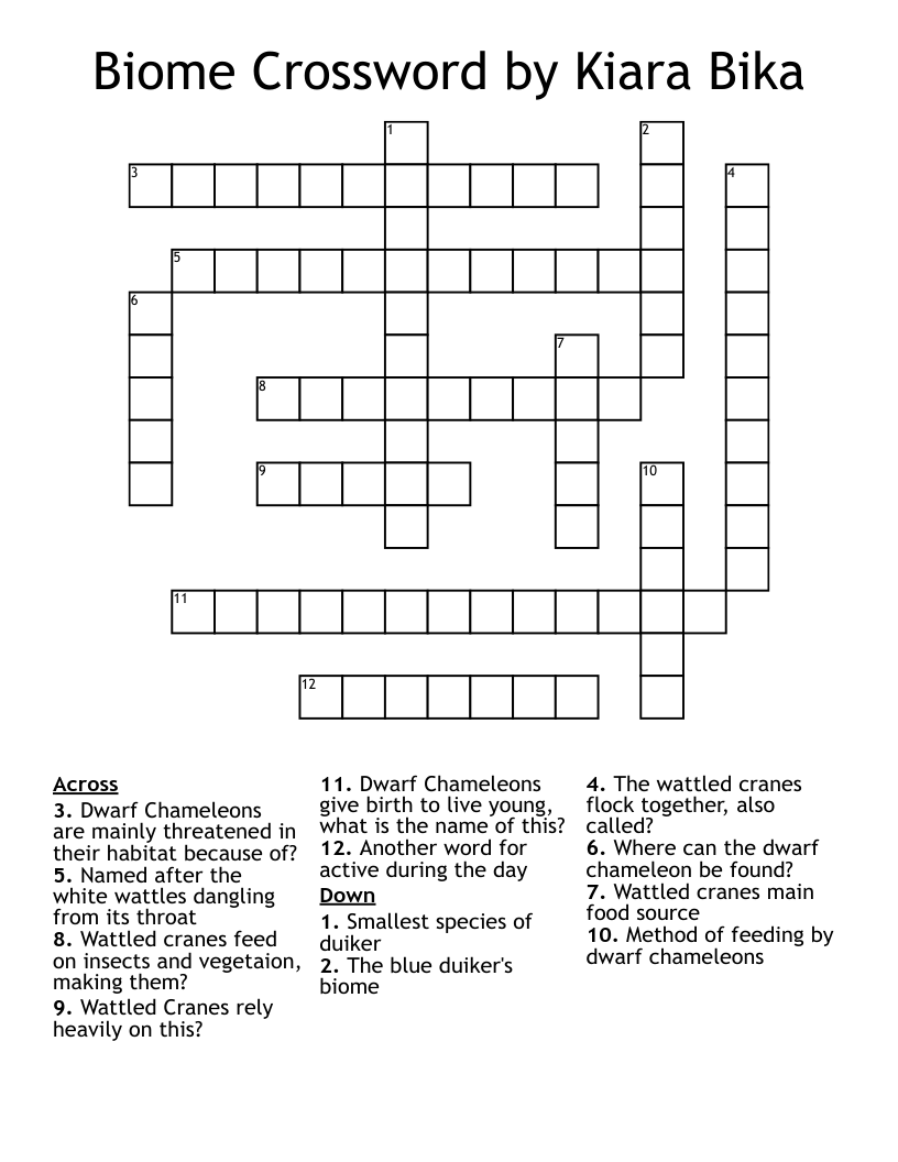 Biome Crossword by Kiara Bika