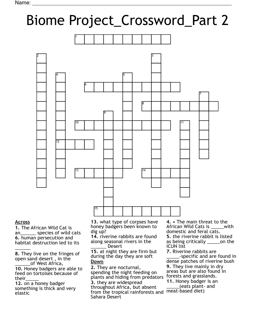 Biome Project_Crossword_Part 2