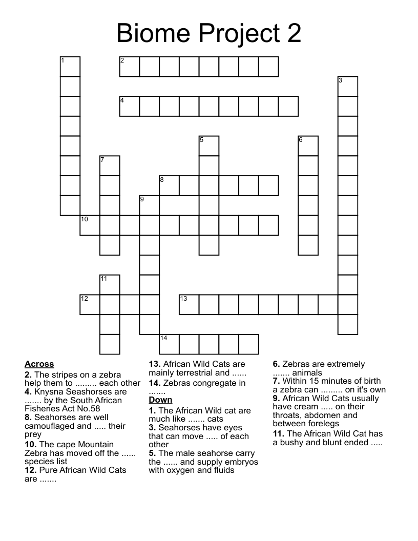 Biome Project 2 Crossword