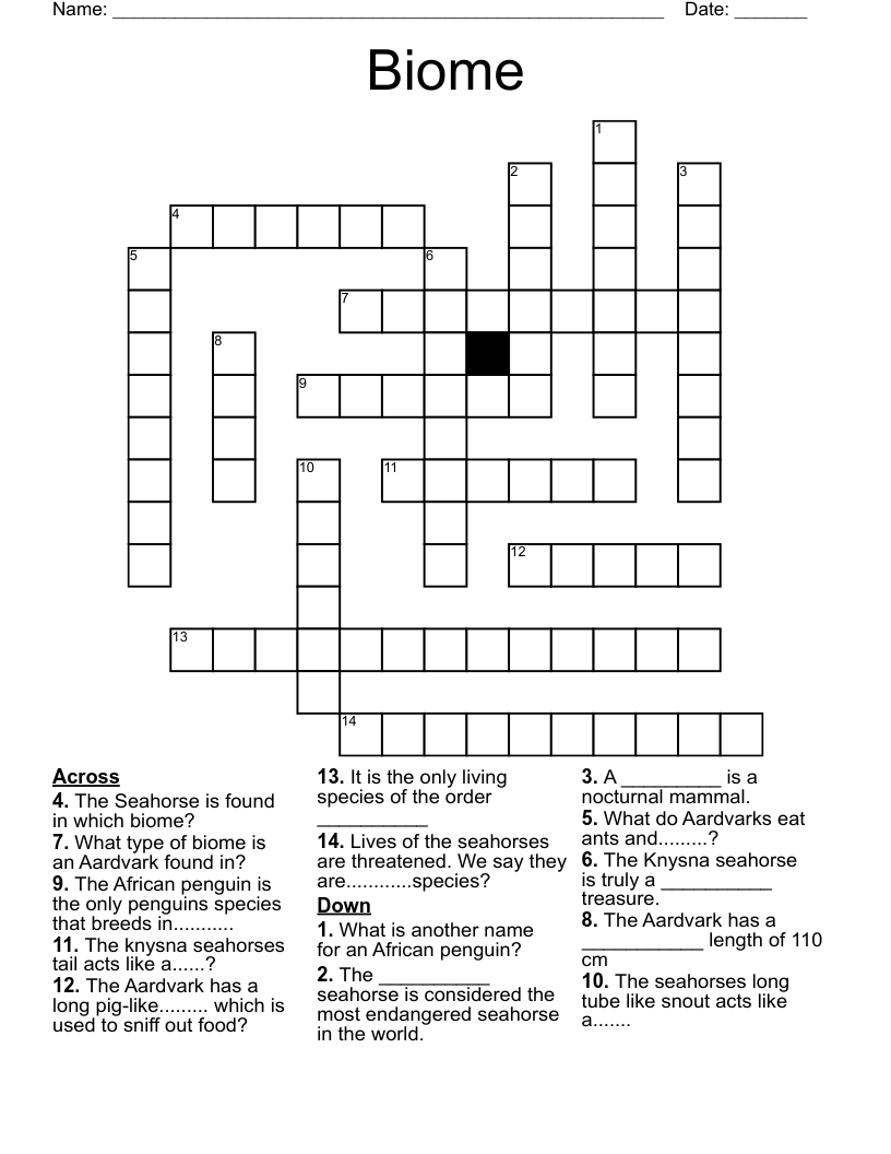 Biome  Crossword