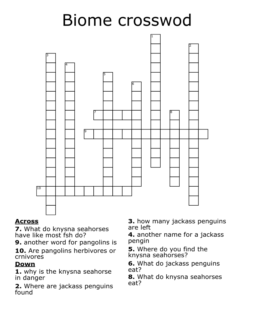 Biome crosswod Crossword