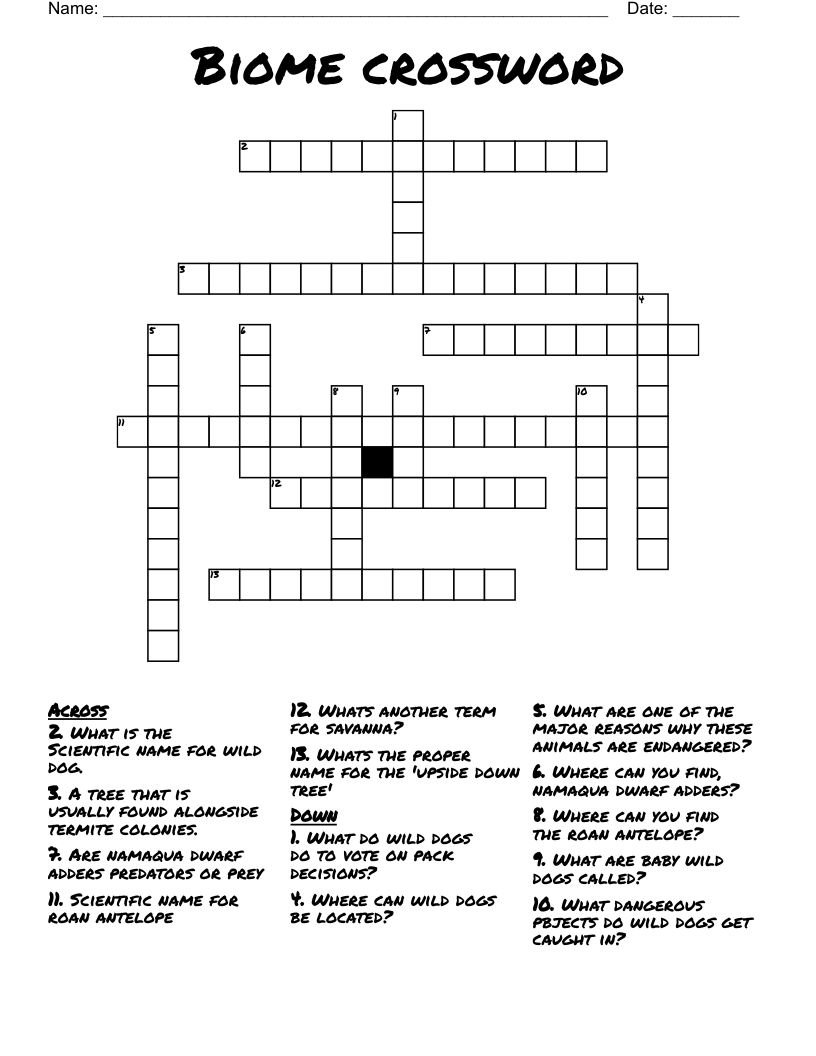 Biome crossword 