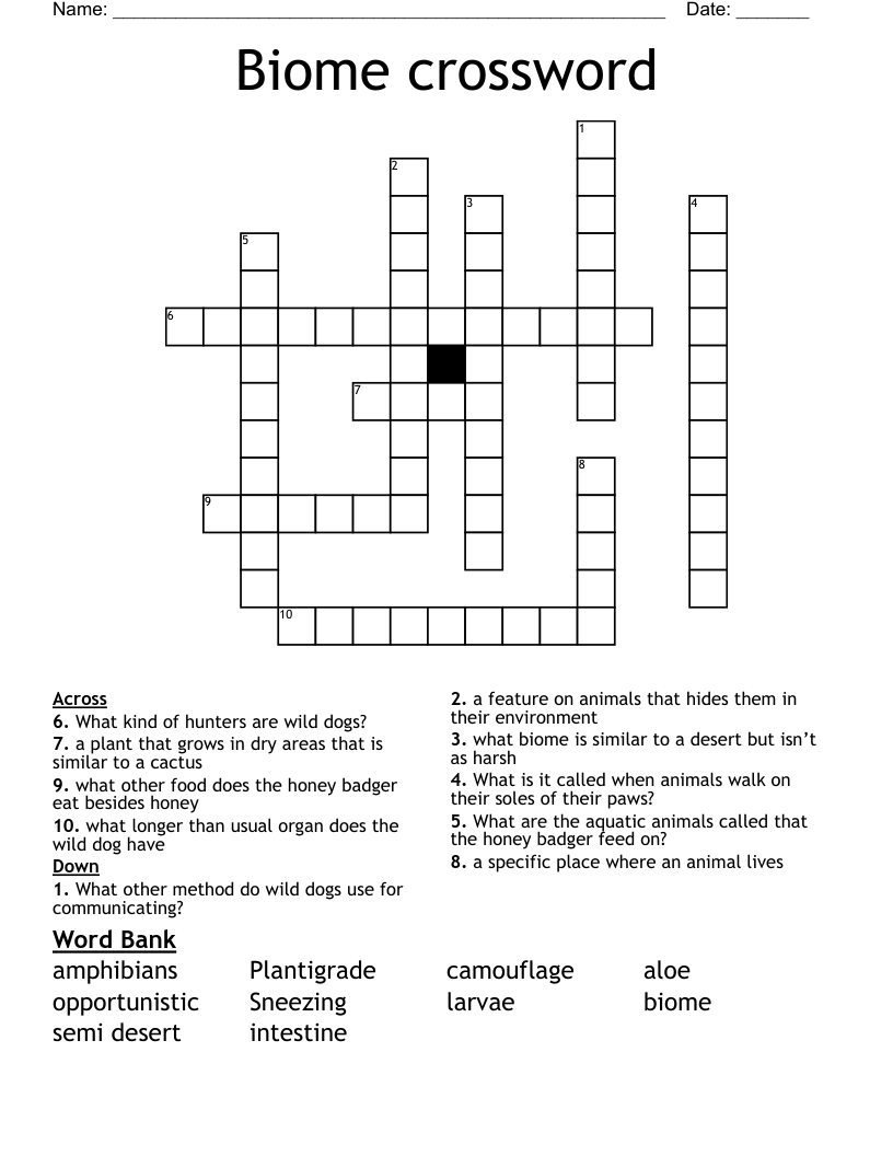 Biome crossword 