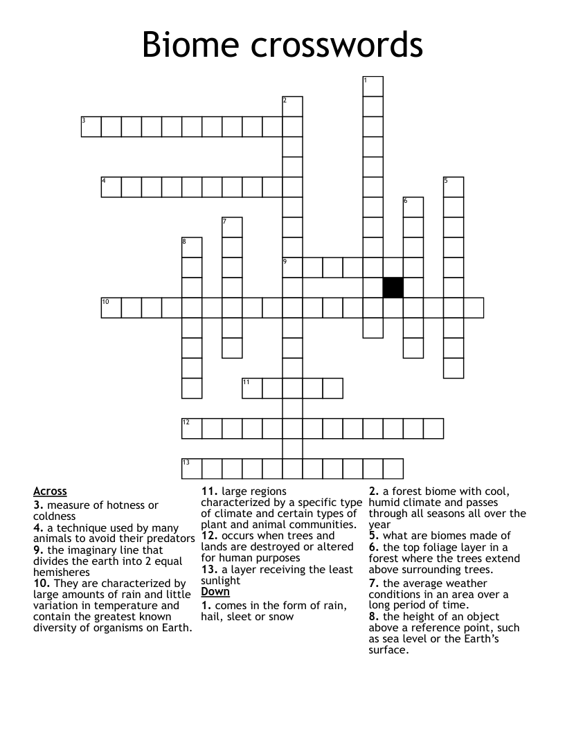 Biome crosswords