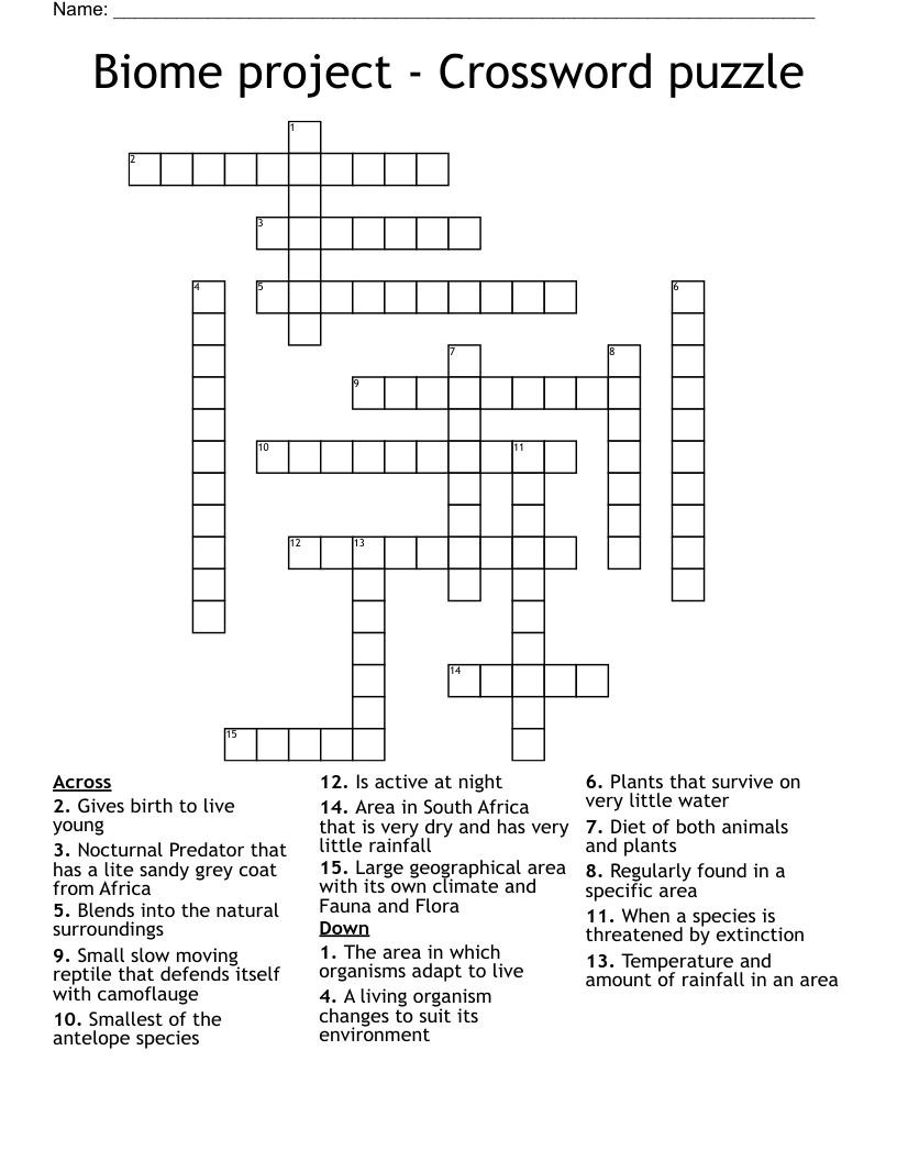 Biome project - Crossword puzzle