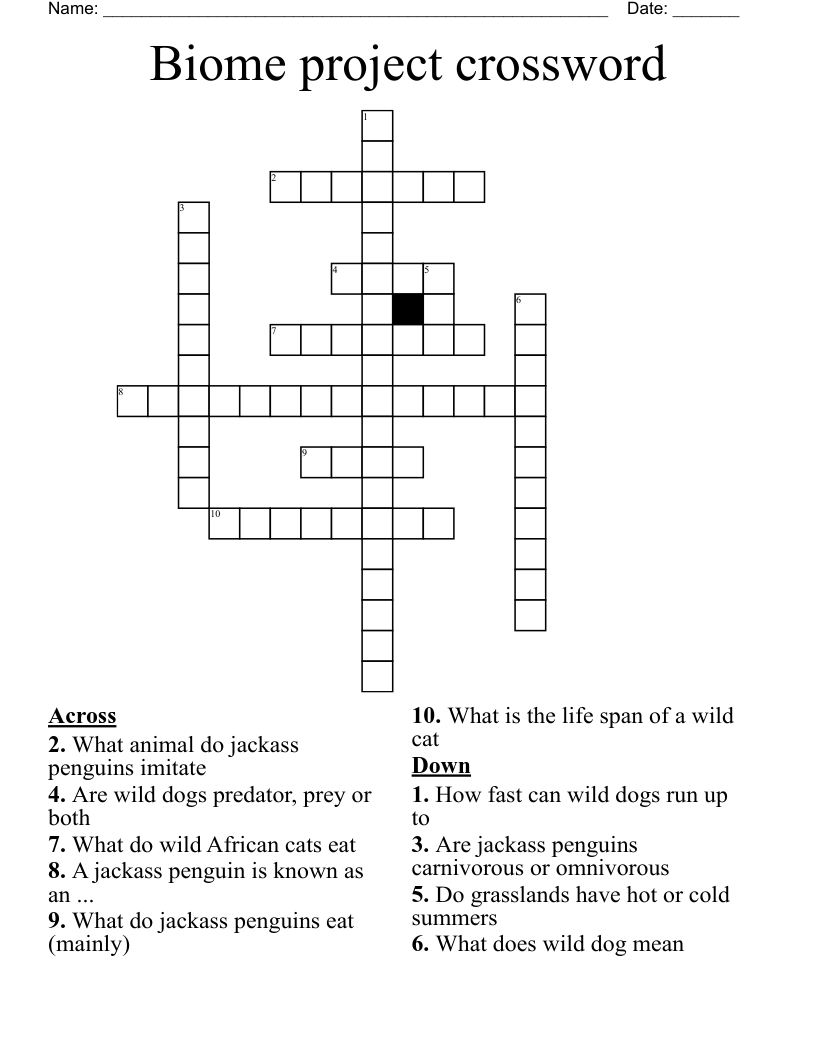 Biome project crossword 