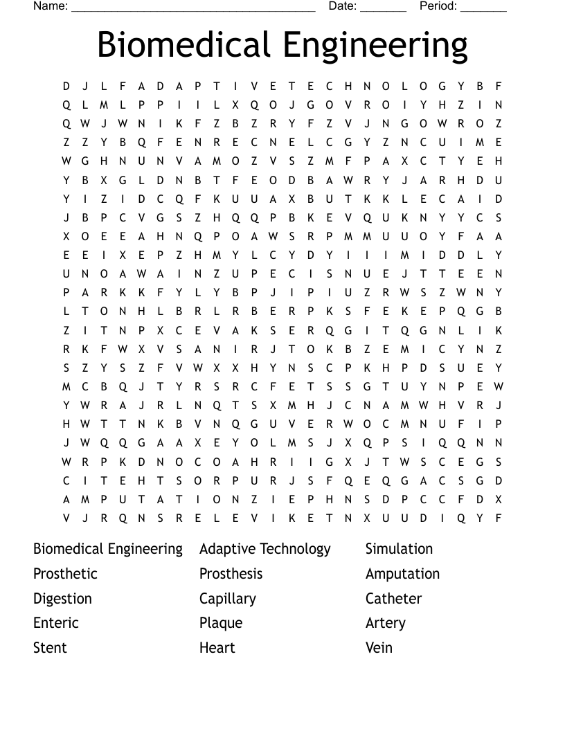 Biomedical Engineering Word Search