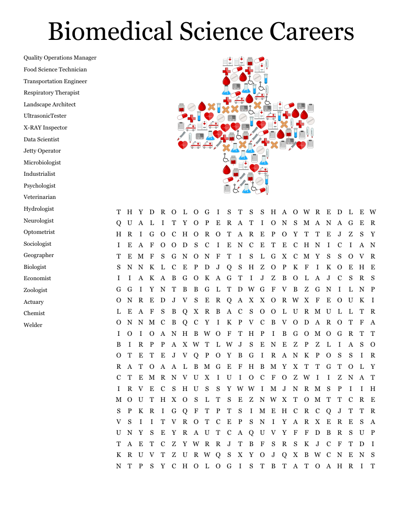 Biomedical Science Careers Word Search