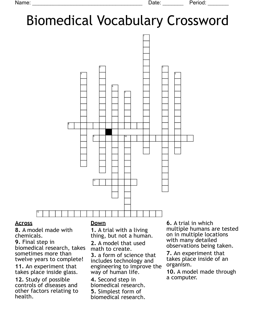 Biomedical Vocabulary Crossword