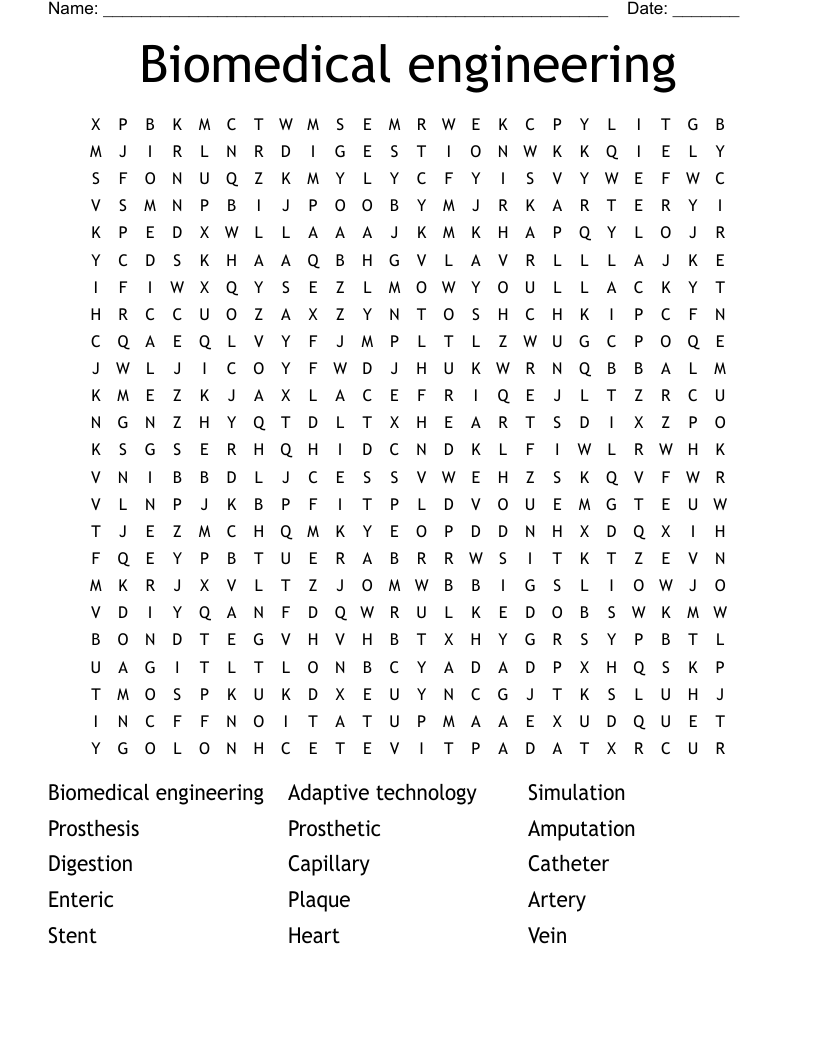 Biomedical engineering  Word Search